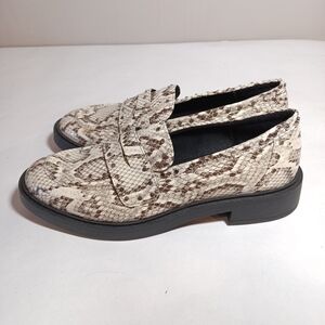 Portland Boot Co Studded Neutral Snake Print Chunky Lug Sole Loafers Shoes 9